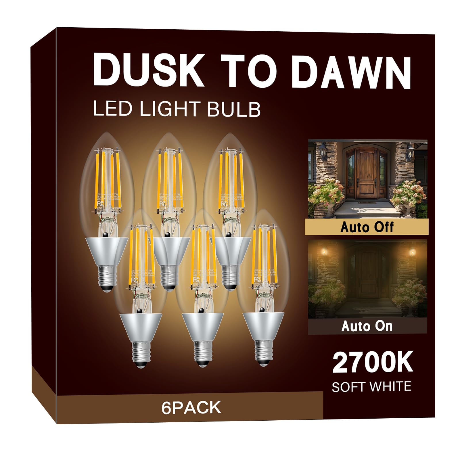 UNILAMP dusk-to-dawn outdoor bulb in a 6-pack for reliable exterior lighting.