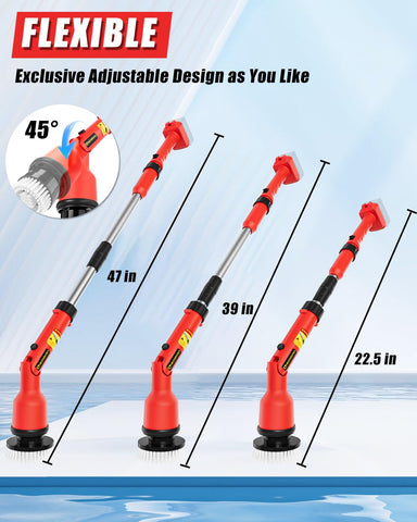 Uniqwamo 8-in-1 brush head tackles corners and grout effectively.