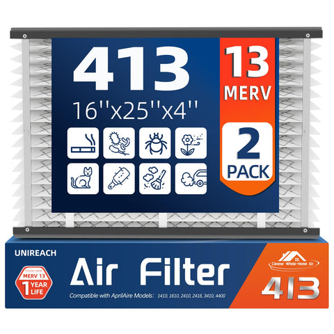 UNIREACH 413 replacement air filter front view for easy, tool-free installation.