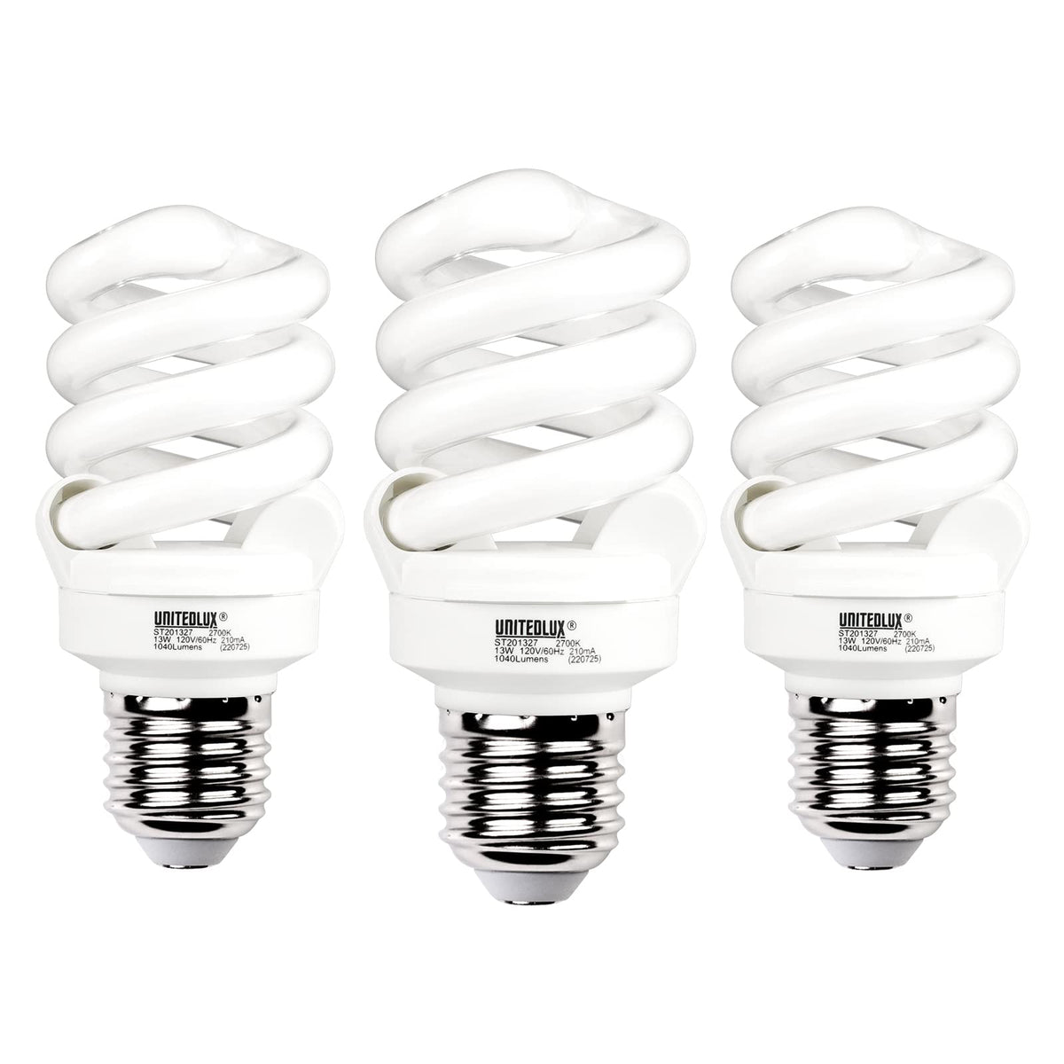UNITEDLUX CFL spiral 13W 3-pack in lamp for energy-efficient lighting