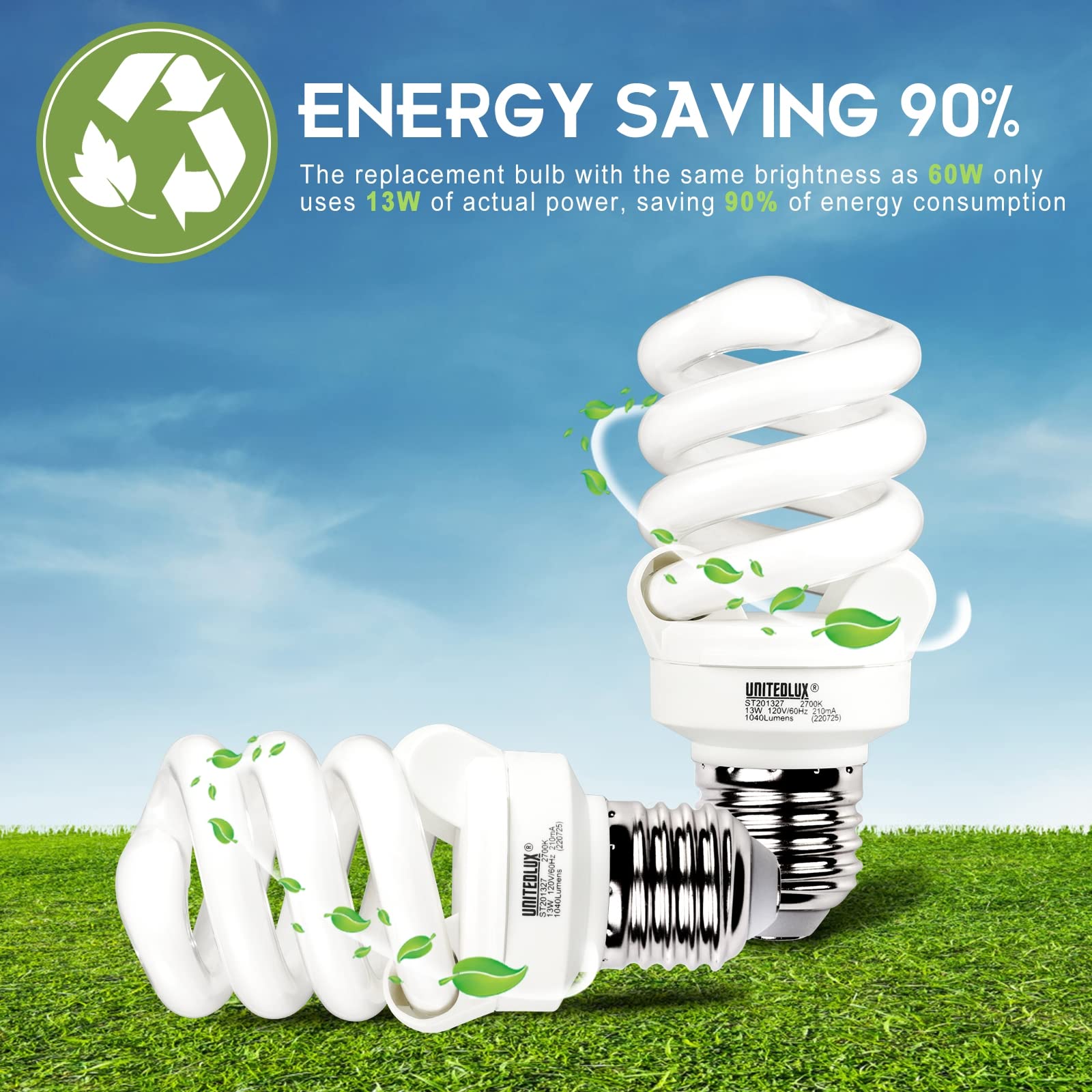 UNITEDLUX instant-on, non-dimmable CFL bulb for quick task lighting