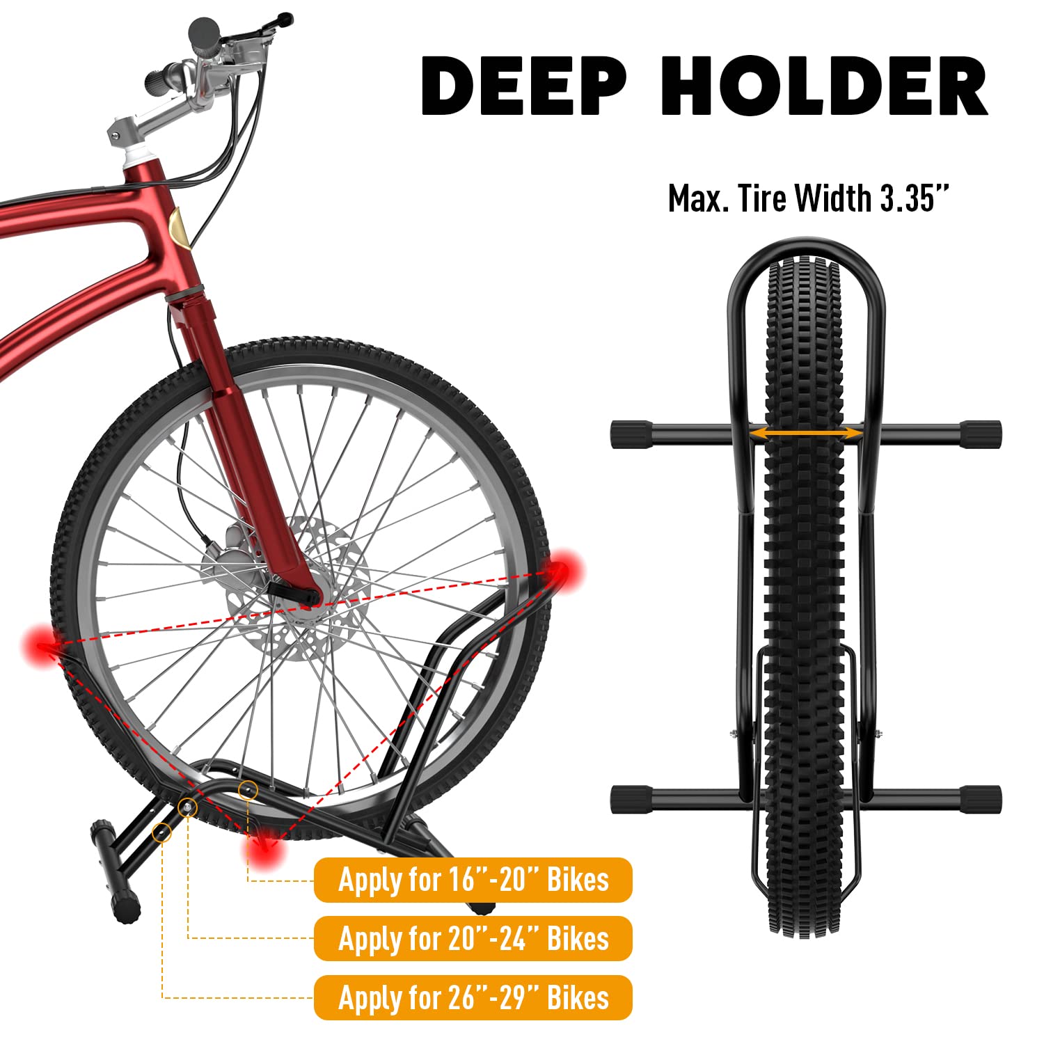 UNITEDPOWER bike floor stand outdoors ready for weather-resistant storage.