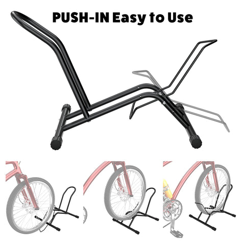 UNITEDPOWER bike floor stand side view showing adjustable width system.