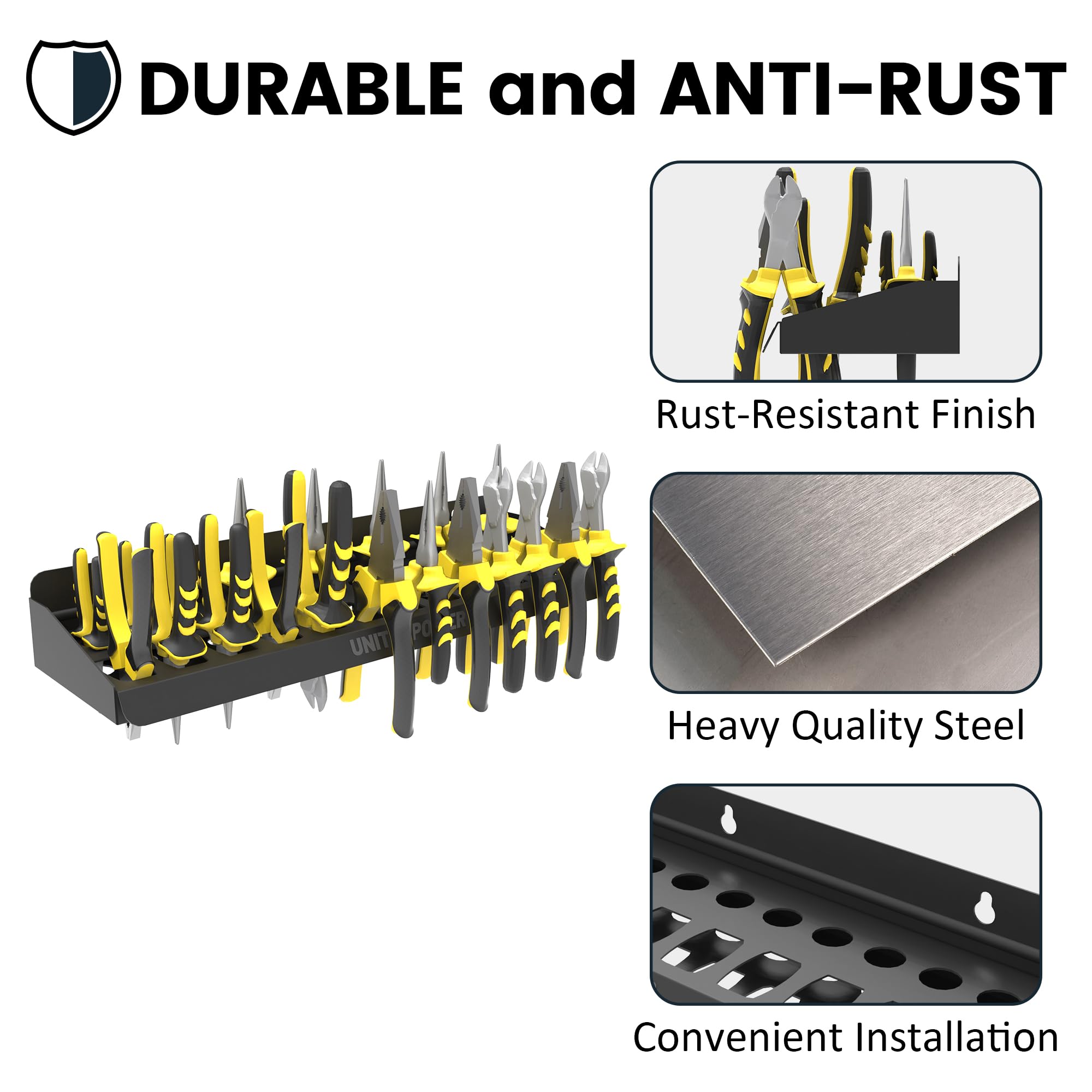 Durable heavy metal construction ensuring long-lasting use in garage and shop