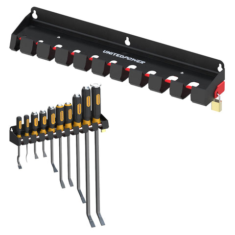 UNITEDPOWER pry bar holder wall mount for organized, quick access to bars.