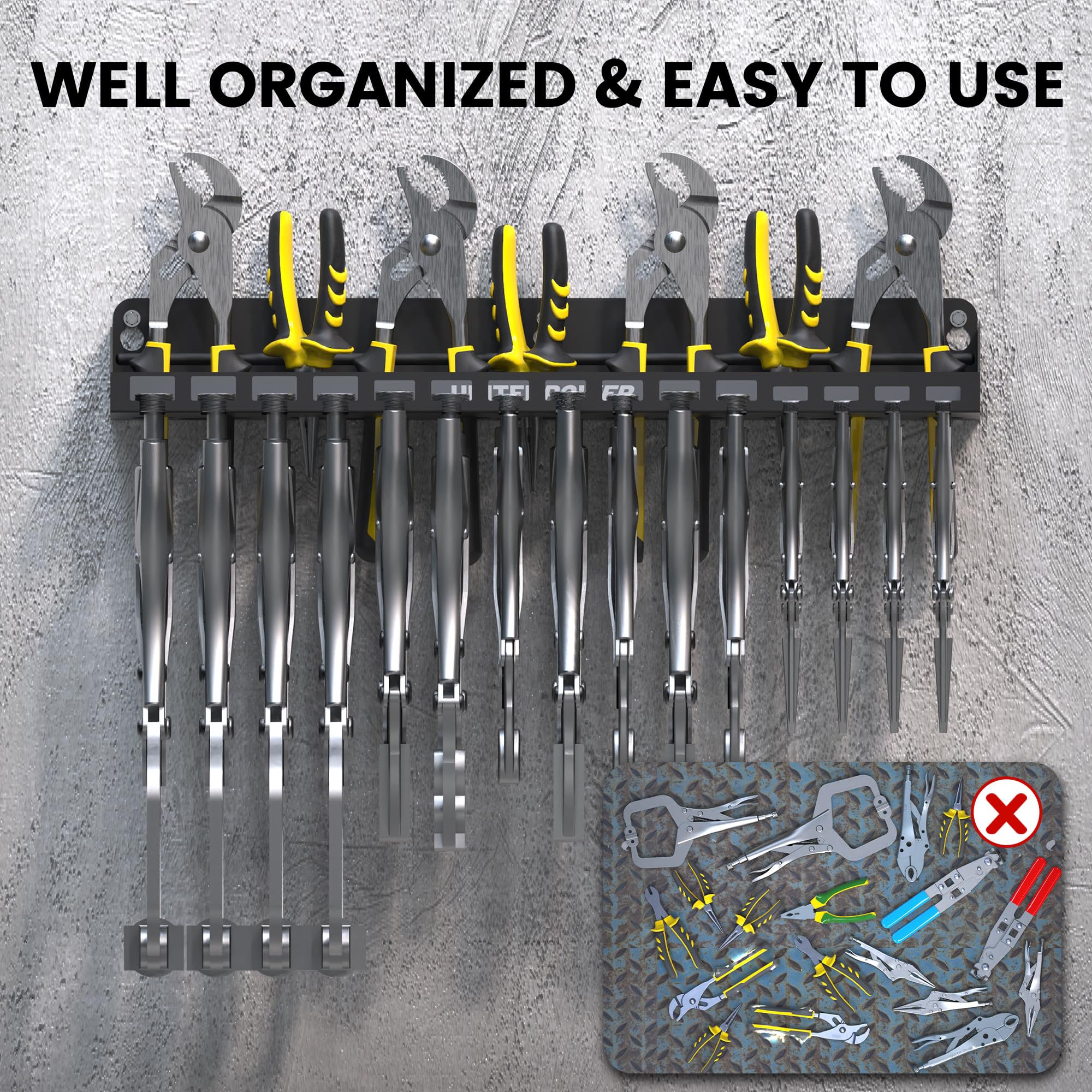 UNITEDPOWER quick-access pliers storage keeps frequently used tools within reach