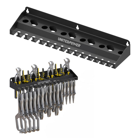 UNITEDPOWER vise grip holder wall-mount front view showing easy access to tools