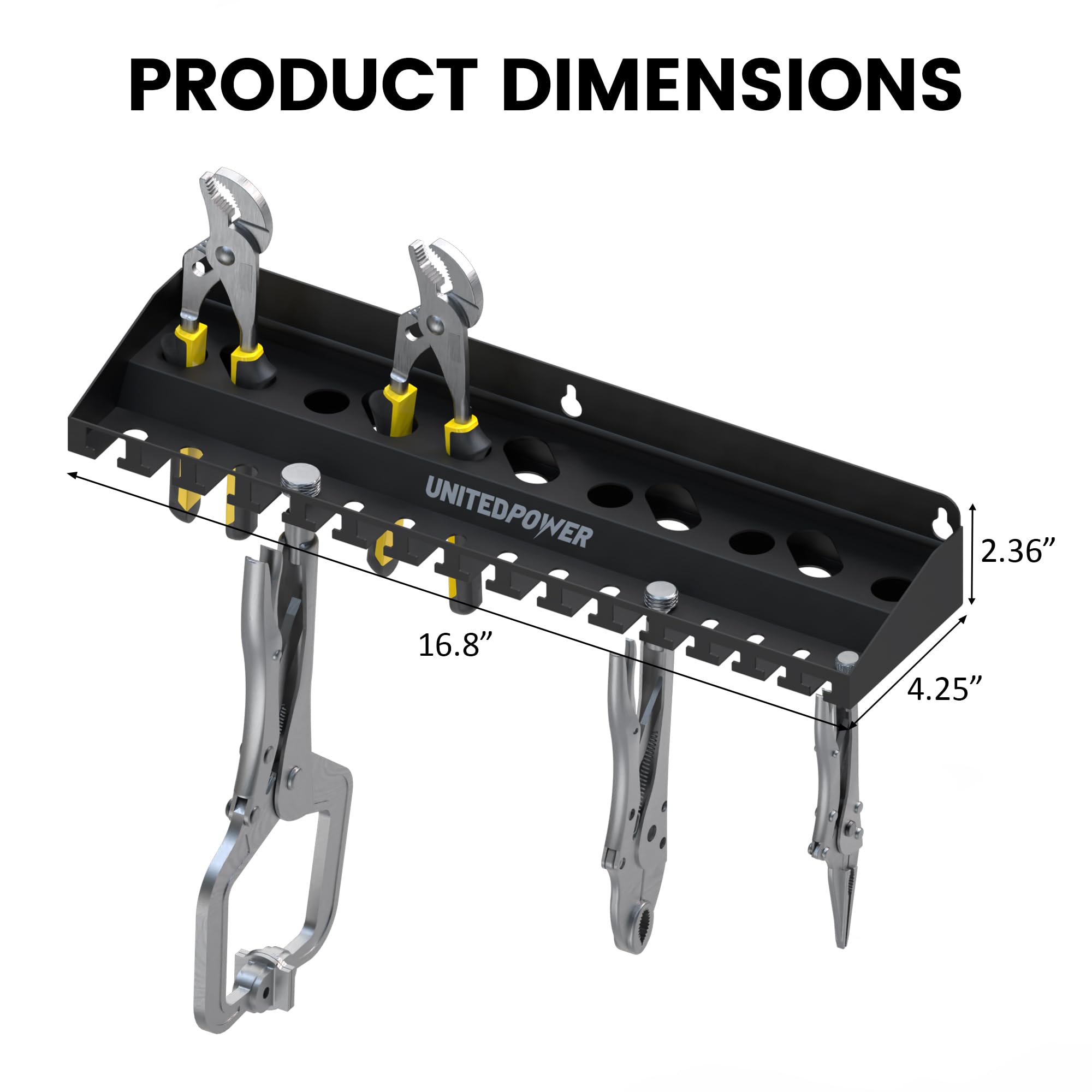 UNITEDPOWER vise grip slot variations 3 sizes illustrating adaptable storage
