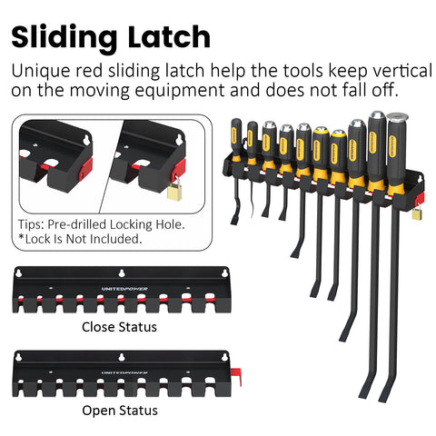 UNITEDPOWER wall-mounted tool organizer improves visibility and reach.