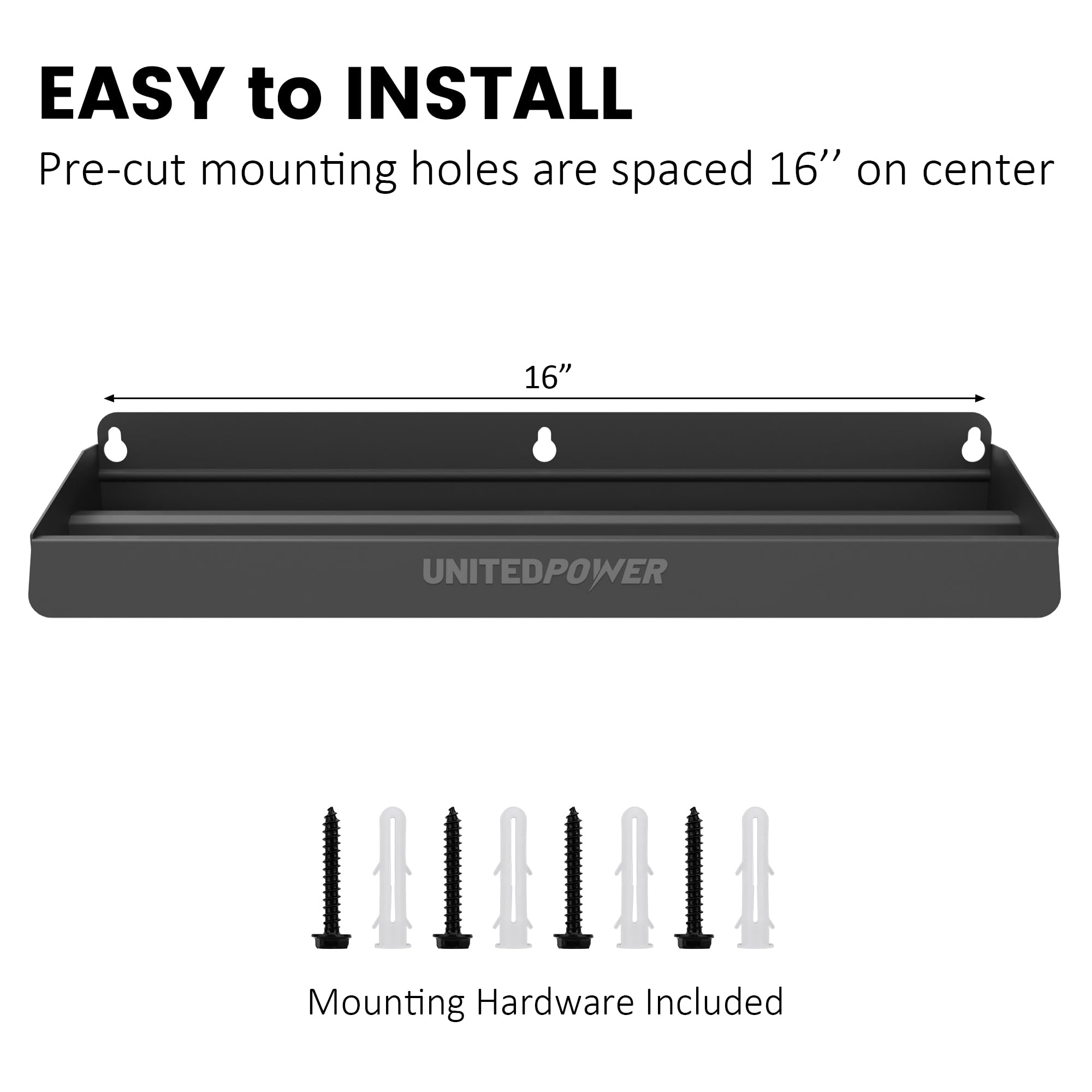 UNITEDPOWER wall-mounted tool rack supports quick access during projects