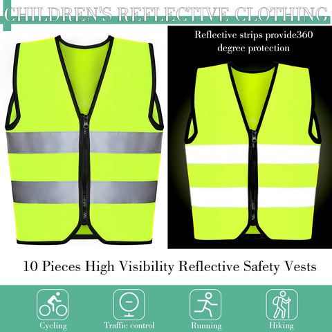 Unittype kids safety vest back view showing reflective strips for nighttime visibility