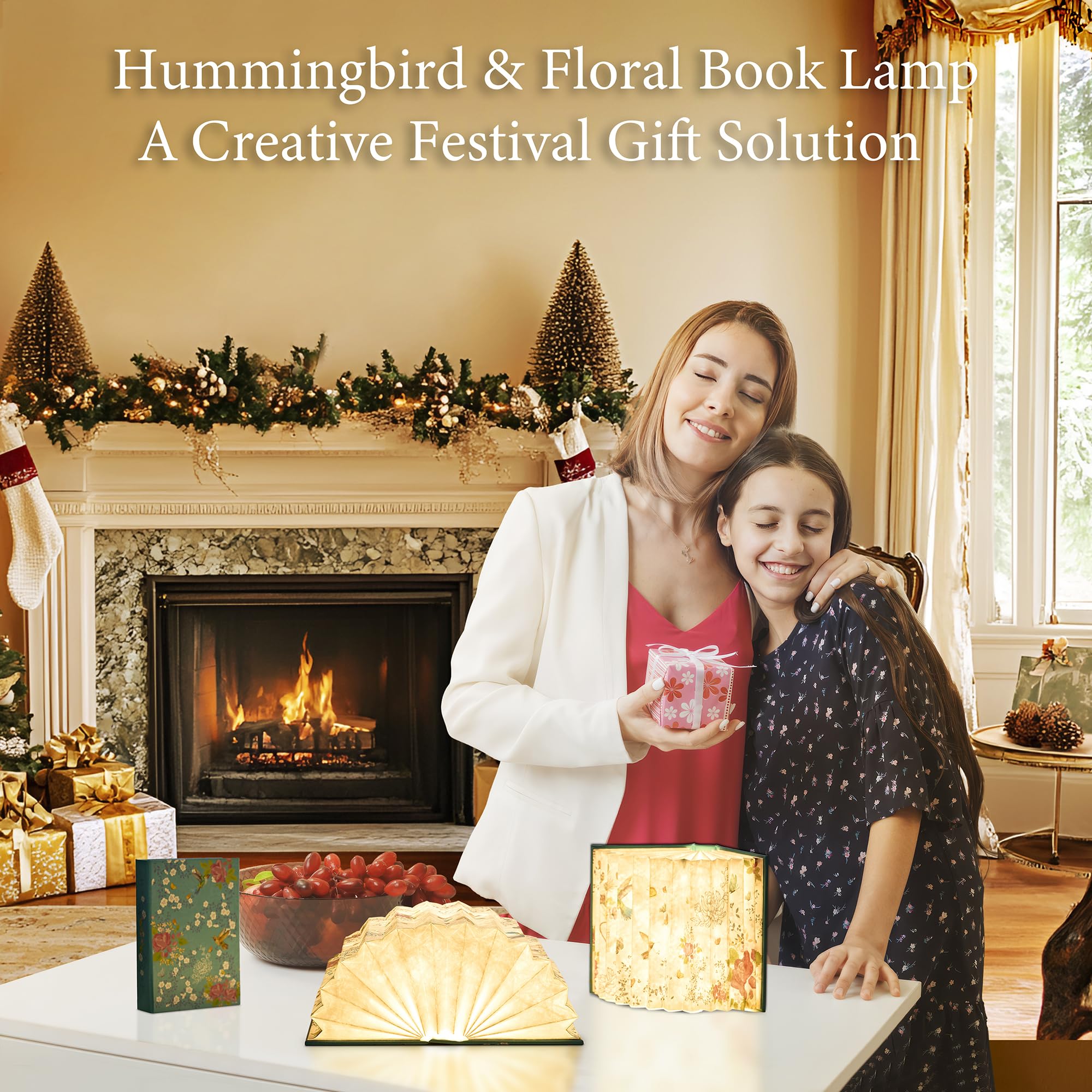 Uniwolk Flower Book Lamp bedroom decor accent with nature motif