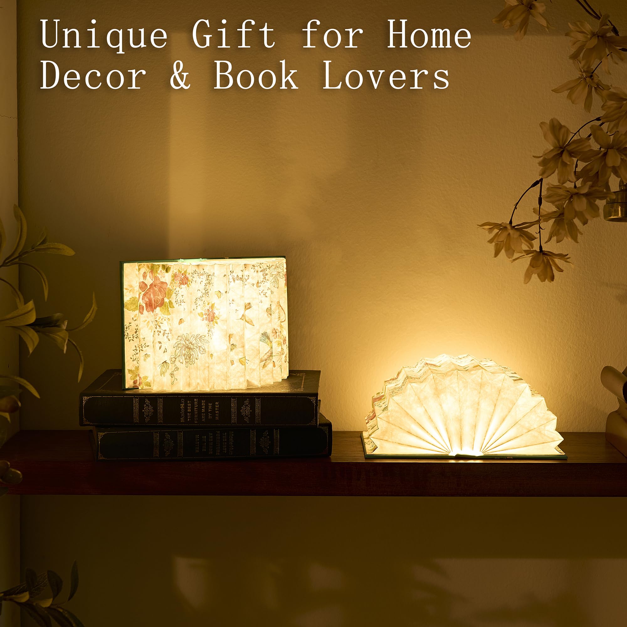 Uniwolk Flower Book Lamp botanical floral details enhance bedroom ambiance
