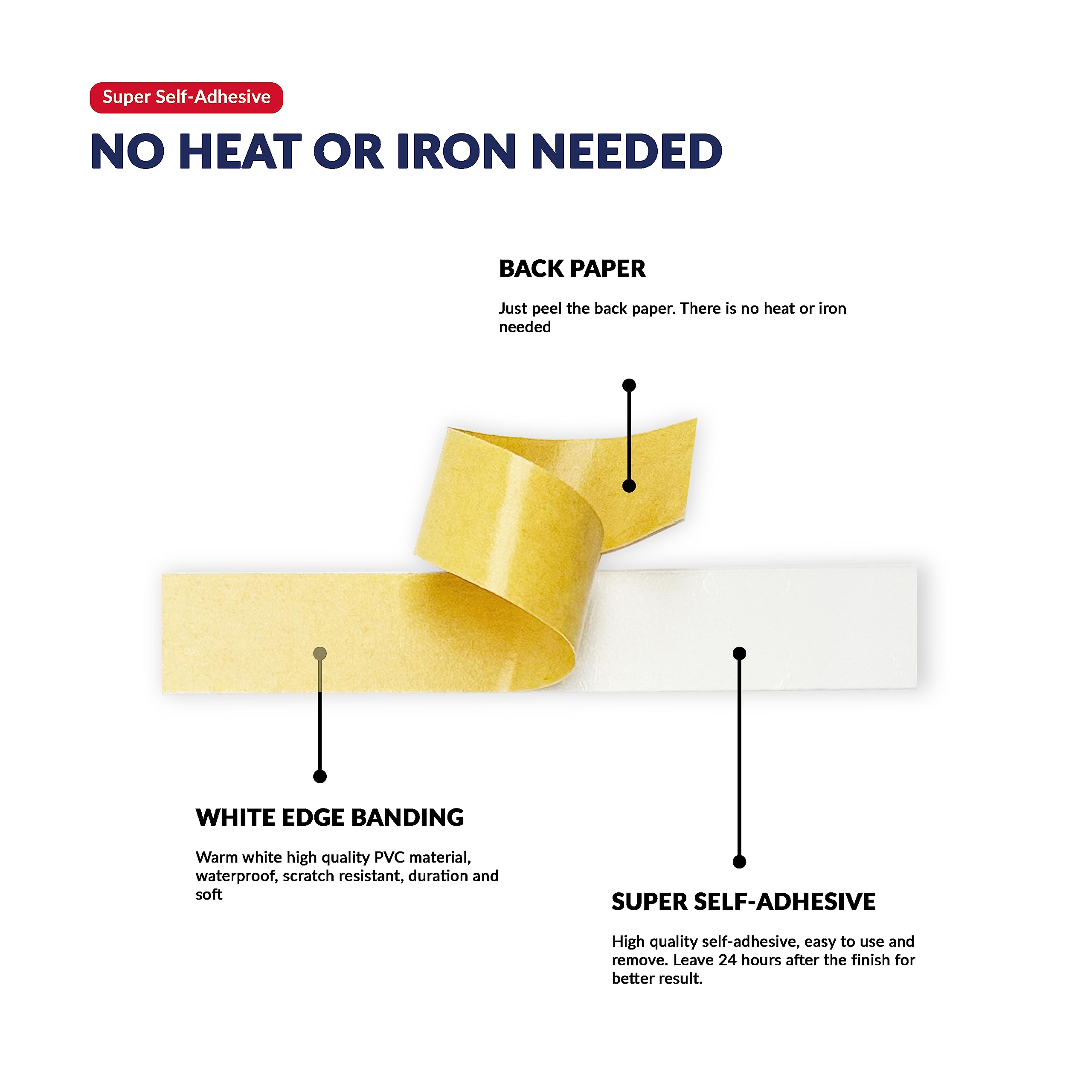 UNMAR adhesive edge banding close-up showing strong grip and durability.