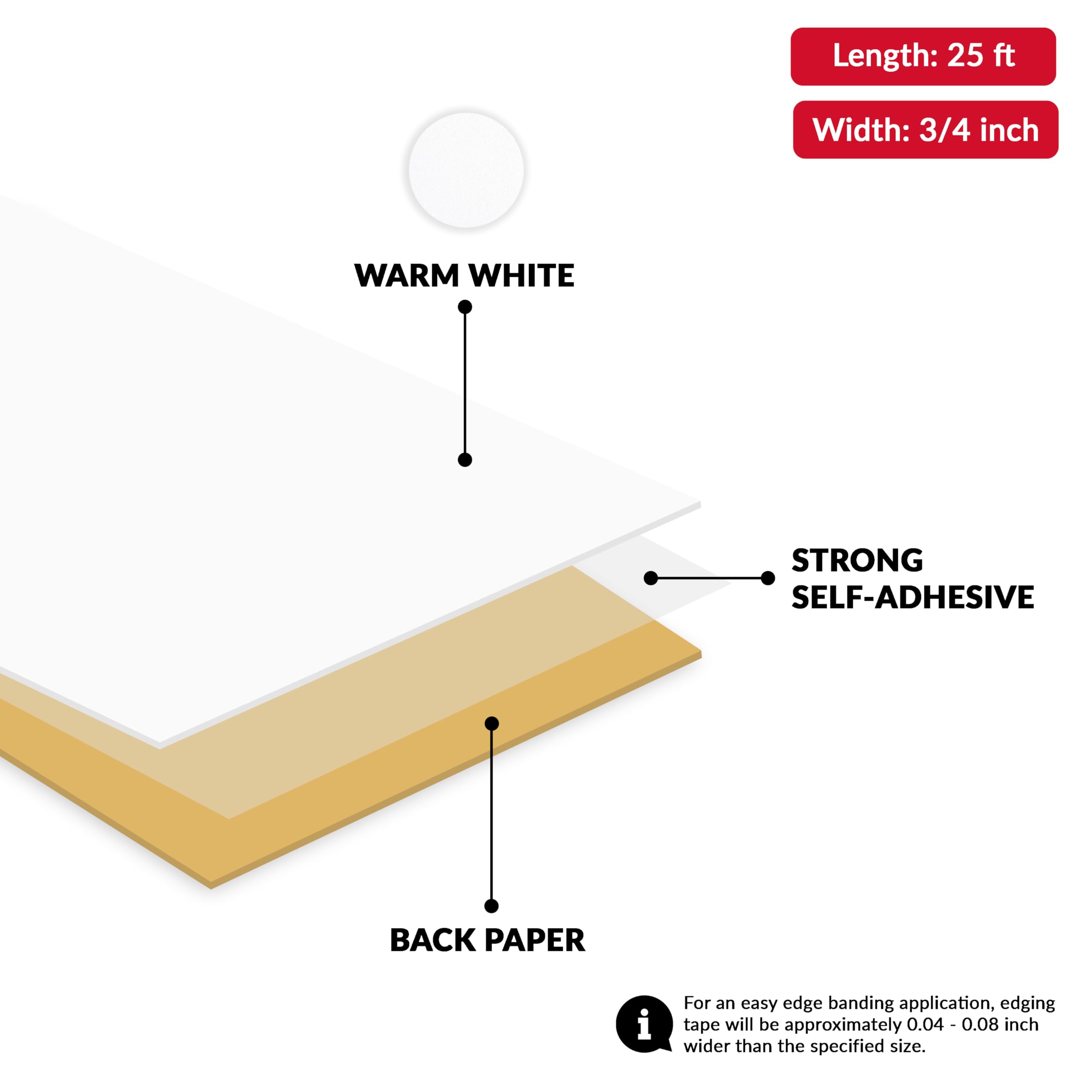 UNMAR peel-and-stick edge banding in white for quick project adhesion