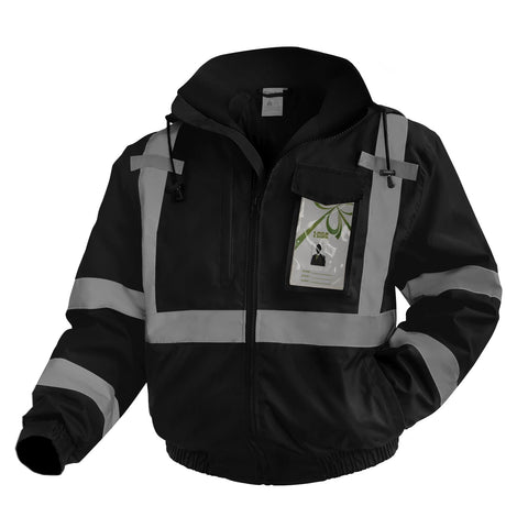 Uno Mejor hi-vis jacket front view improves visibility for low-light job sites.