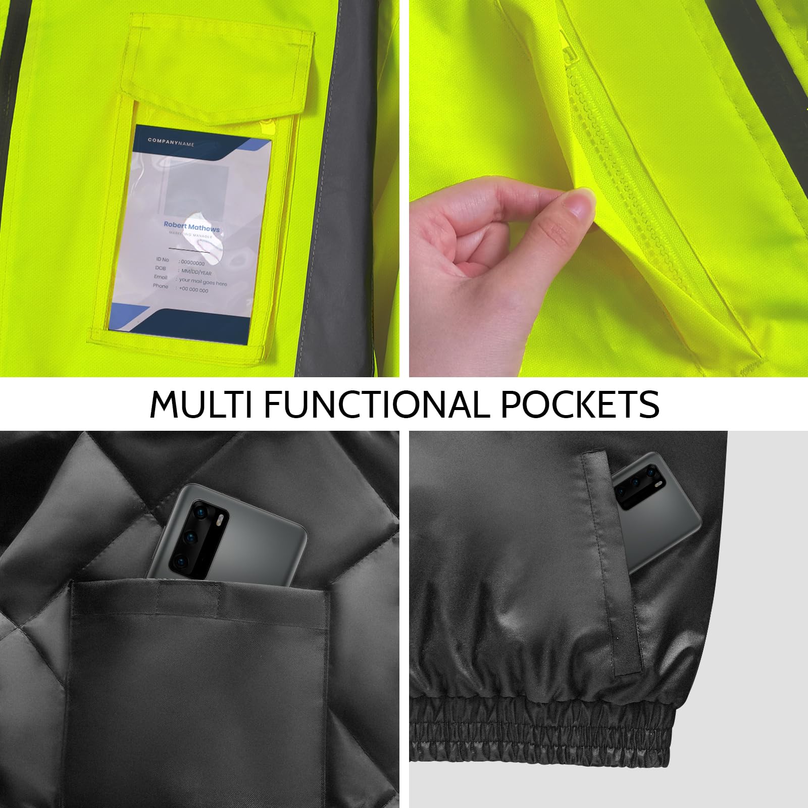 Uno Mejor hi-vis jacket side pockets keep tools secure