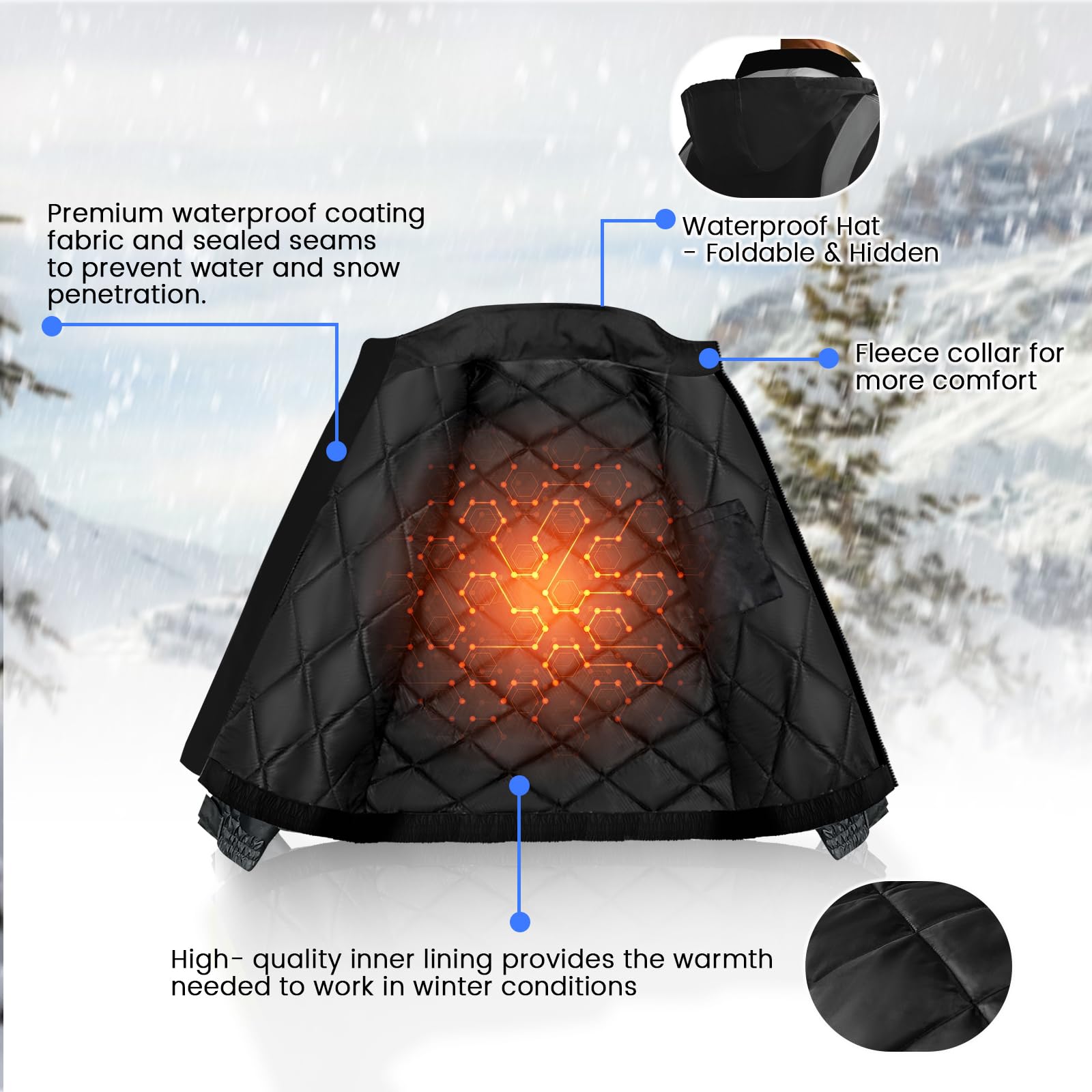 Uno Mejor hi-vis jacket waterproof finish keeps you dry in rain.