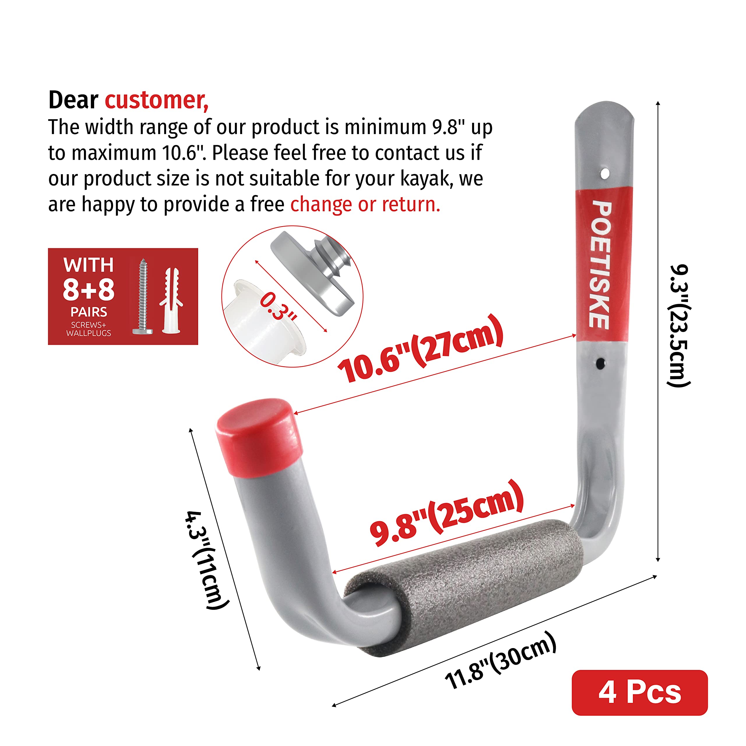 Unp Poetiske jumbo-arm utility hook stores bicycles off the ground safely.