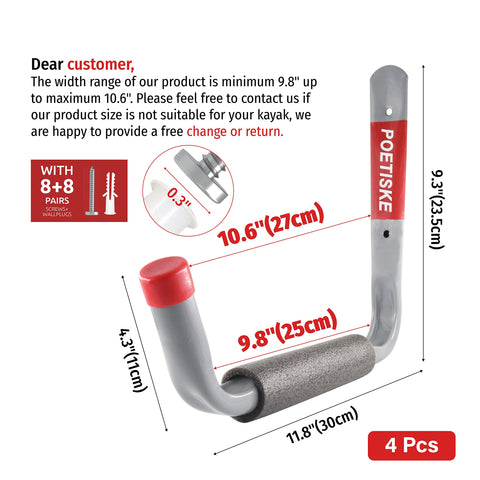 Unp Poetiske jumbo-arm utility hook stores bicycles off the ground safely.