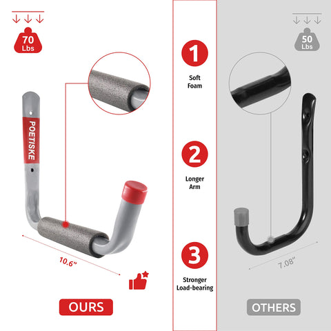 Unp Poetiske jumbo-arm utility hook keeps ladders organized and accessible.