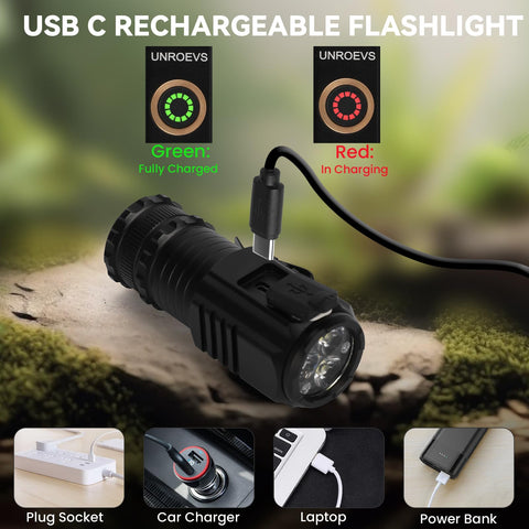 UNROEVS anodized aluminum body provides rugged durability for outdoors.