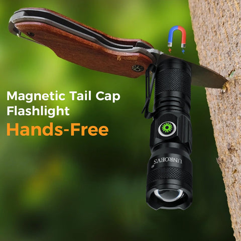 UNROEVS Z-Clip secures flashlight to jacket or backpack