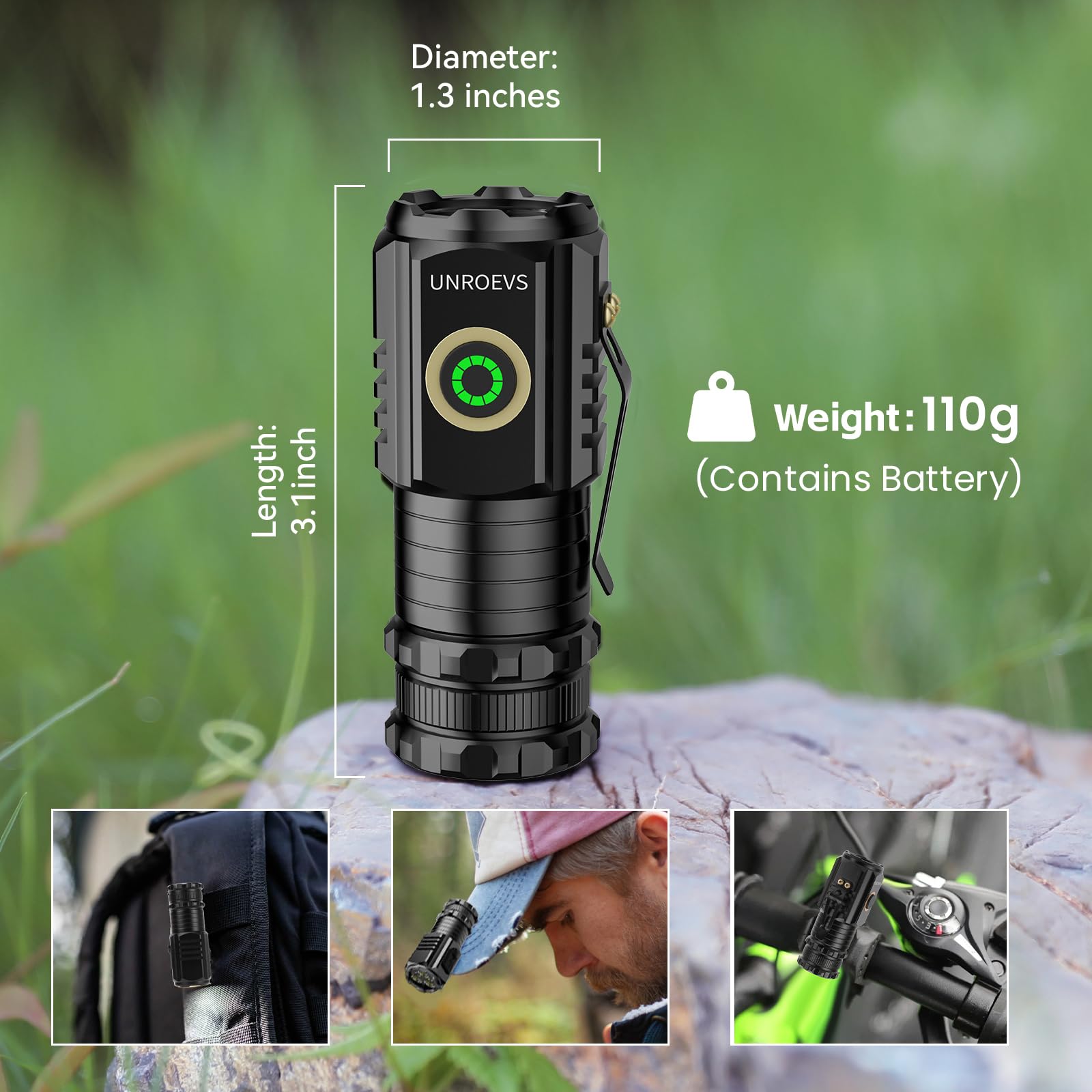 UNROEVS 5-mode flashlight offers versatile brightness for any task.