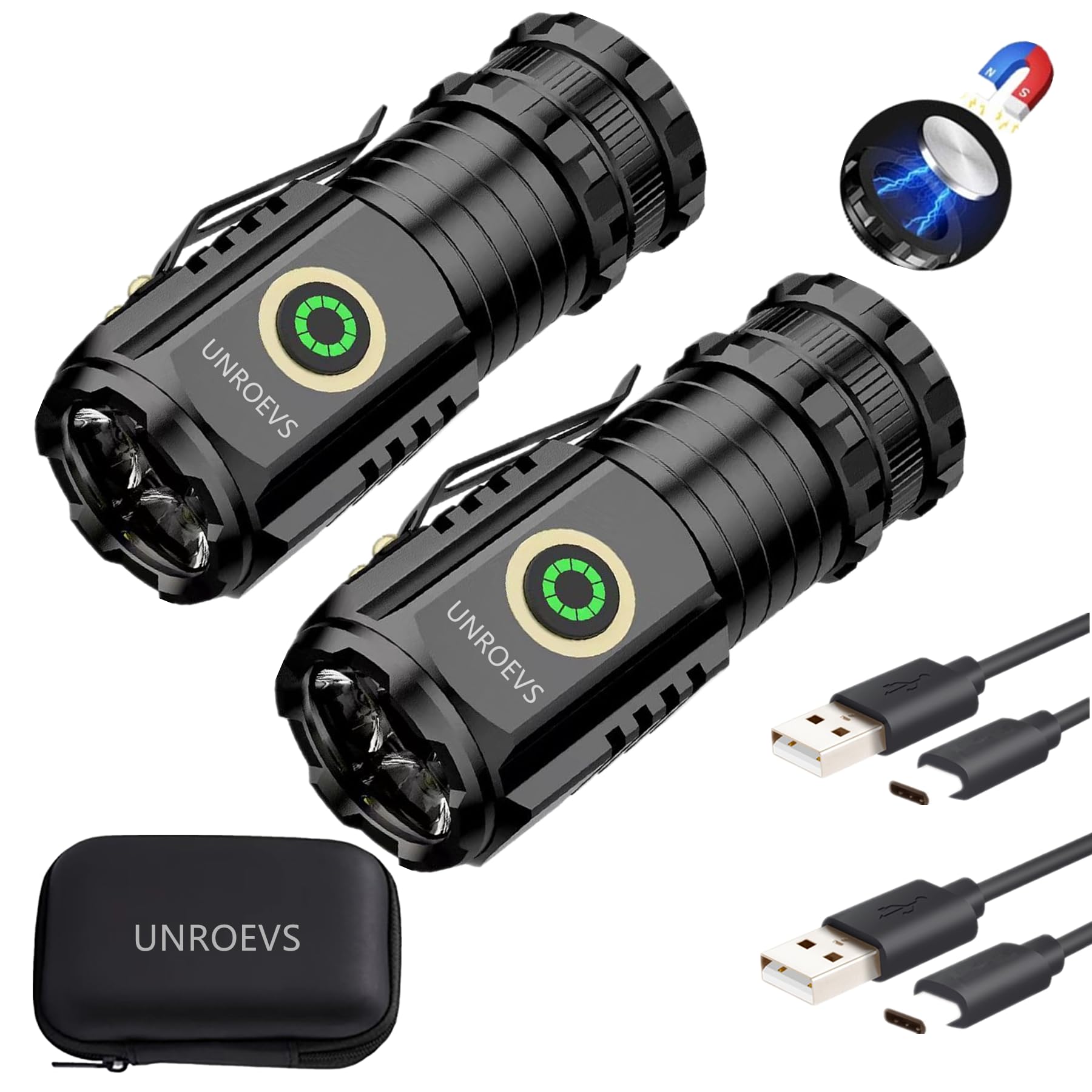 UNROEVS Mini Flashlight 2550 lumens for outdoor visibility.
