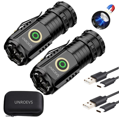 UNROEVS Mini Flashlight 2550 lumens for outdoor visibility.