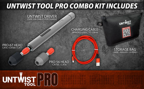 Untwist Tool PRO-COMBO packaging contents with charger.