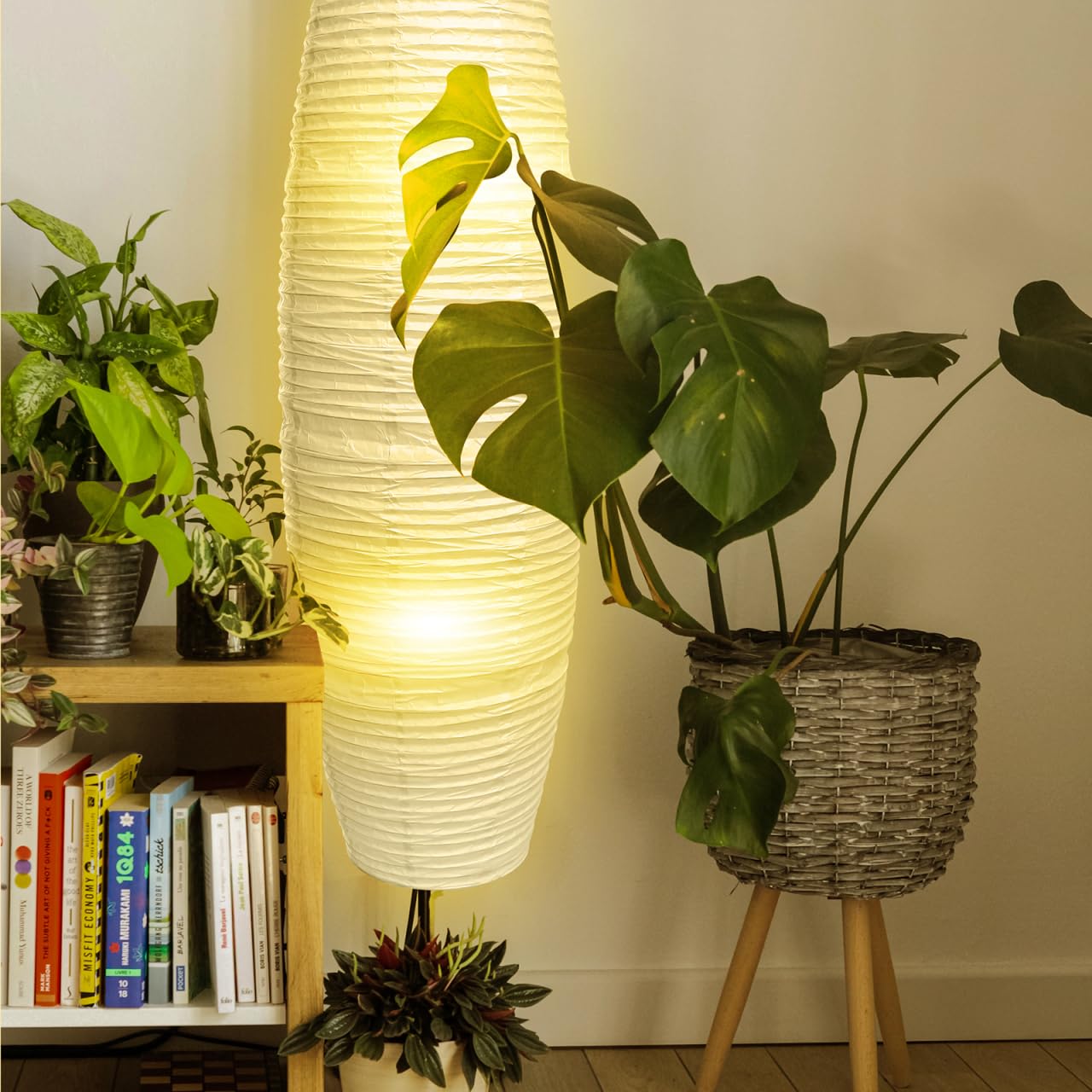 Uonlytech bedroom lighting with paper floor shade fits many decor styles.
