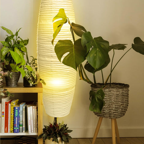 Uonlytech bedroom lighting with paper floor shade fits many decor styles.