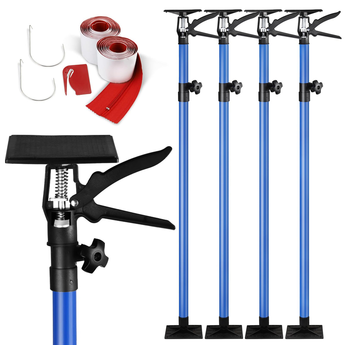Uouteo dust barrier poles front blue view for easy setup