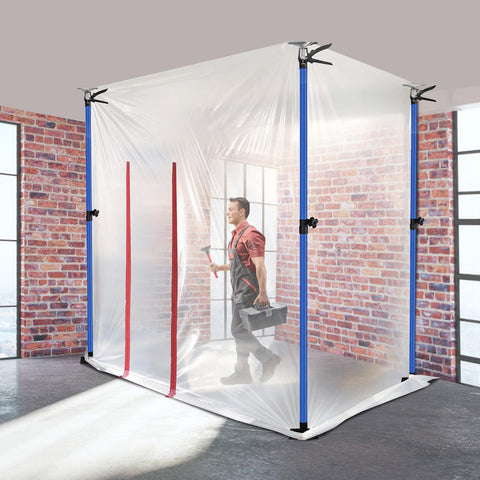 Four blue Uouteo poles shown together for versatile barrier solutions