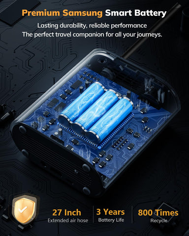 UpBeatPlus T1 battery pack powers multiple inflations for on-the-go use.