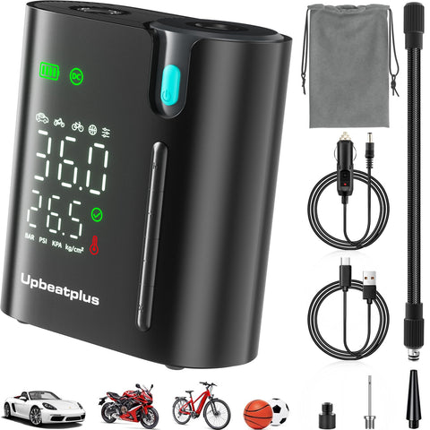 UpBeatPlus T1 front view shows portable inflator ready for quick roadside tire care.