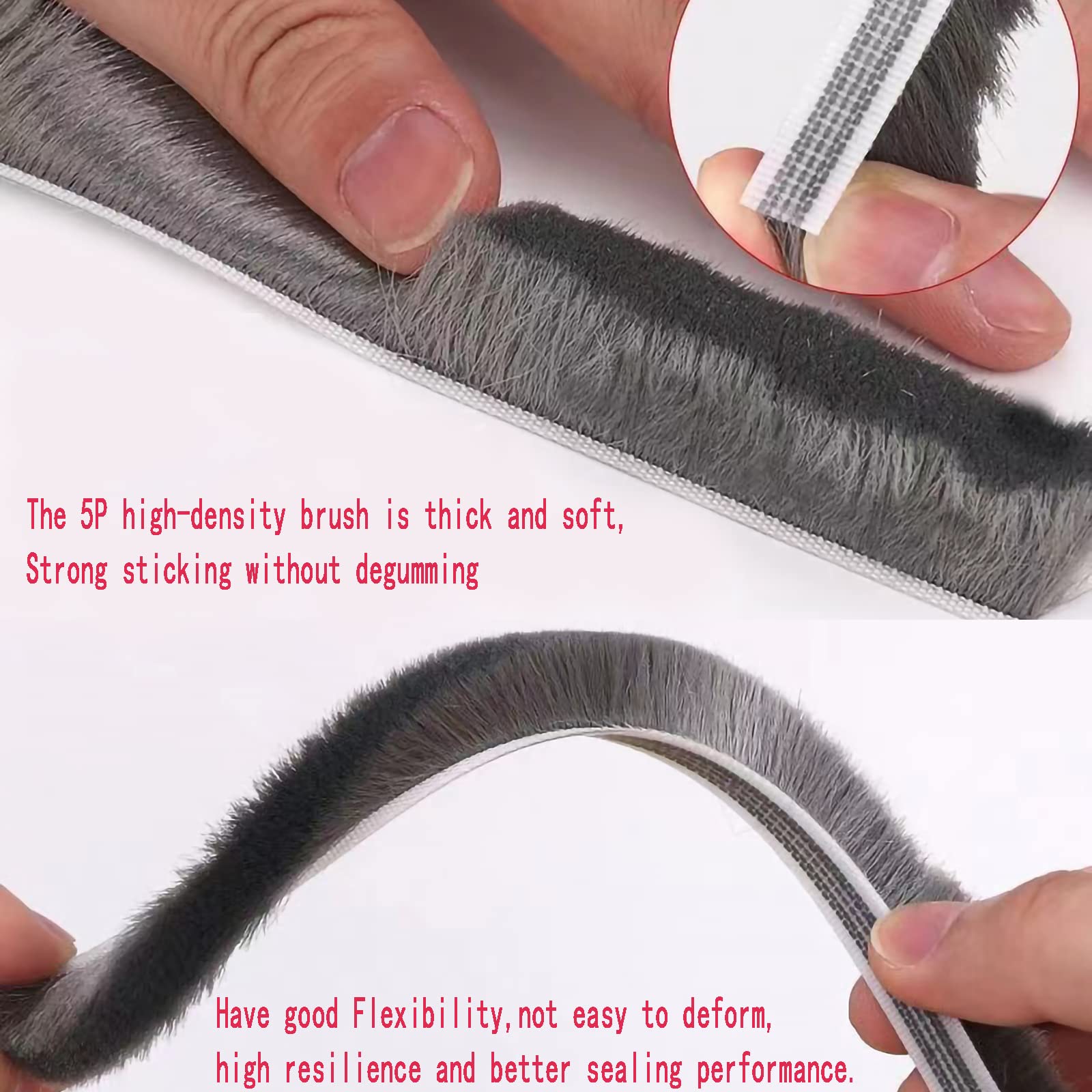 UpinFun 5P soft hair seal delivers quiet seals along door gaps.