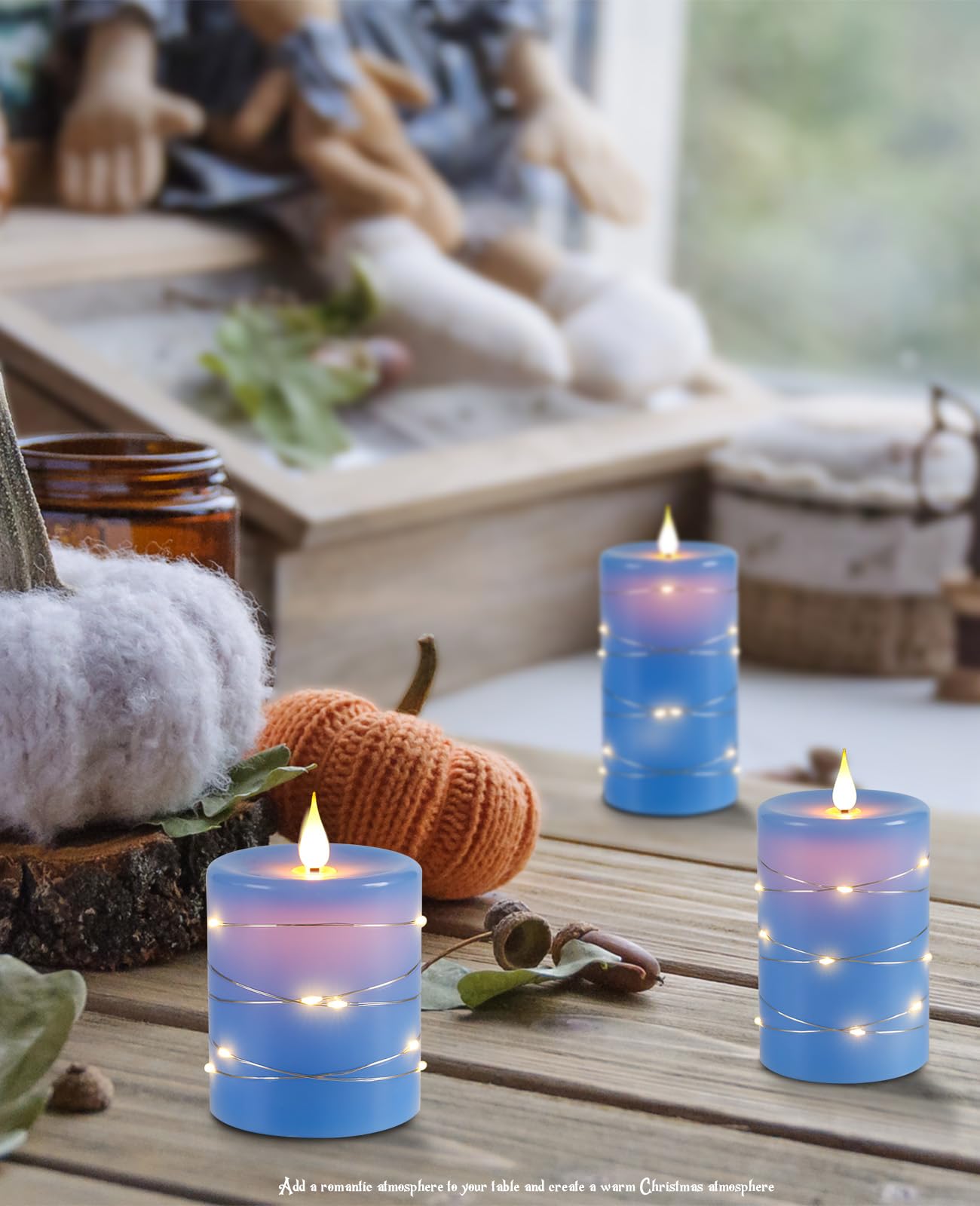 Upinmz blue flameless candle glow suitable for weddings and holidays