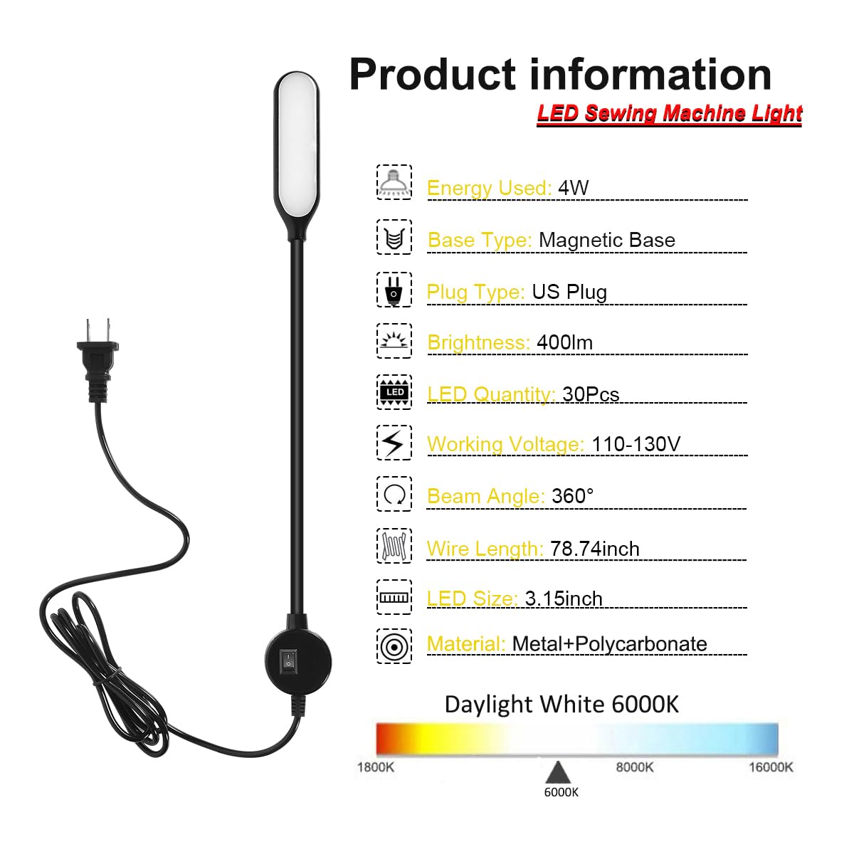 UPWATT magnetic work light with adhesive mount disc option for versatile placement.