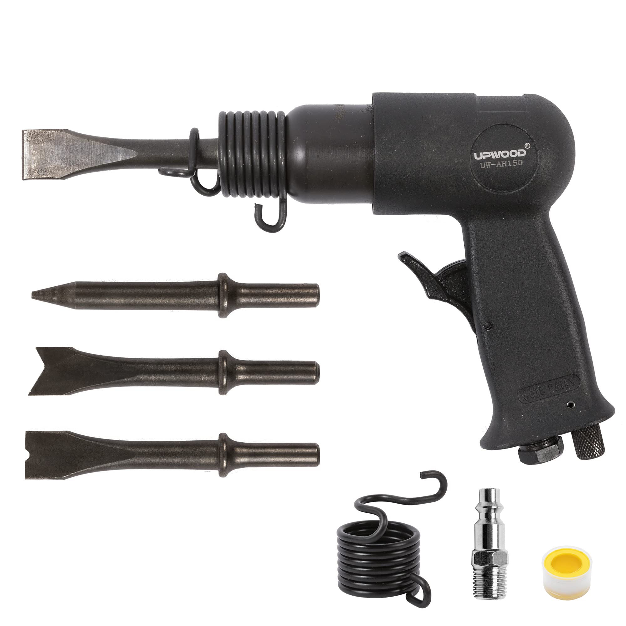 UPWOOD UW-AH150 front view highlighting its compact automotive-ready air hammer