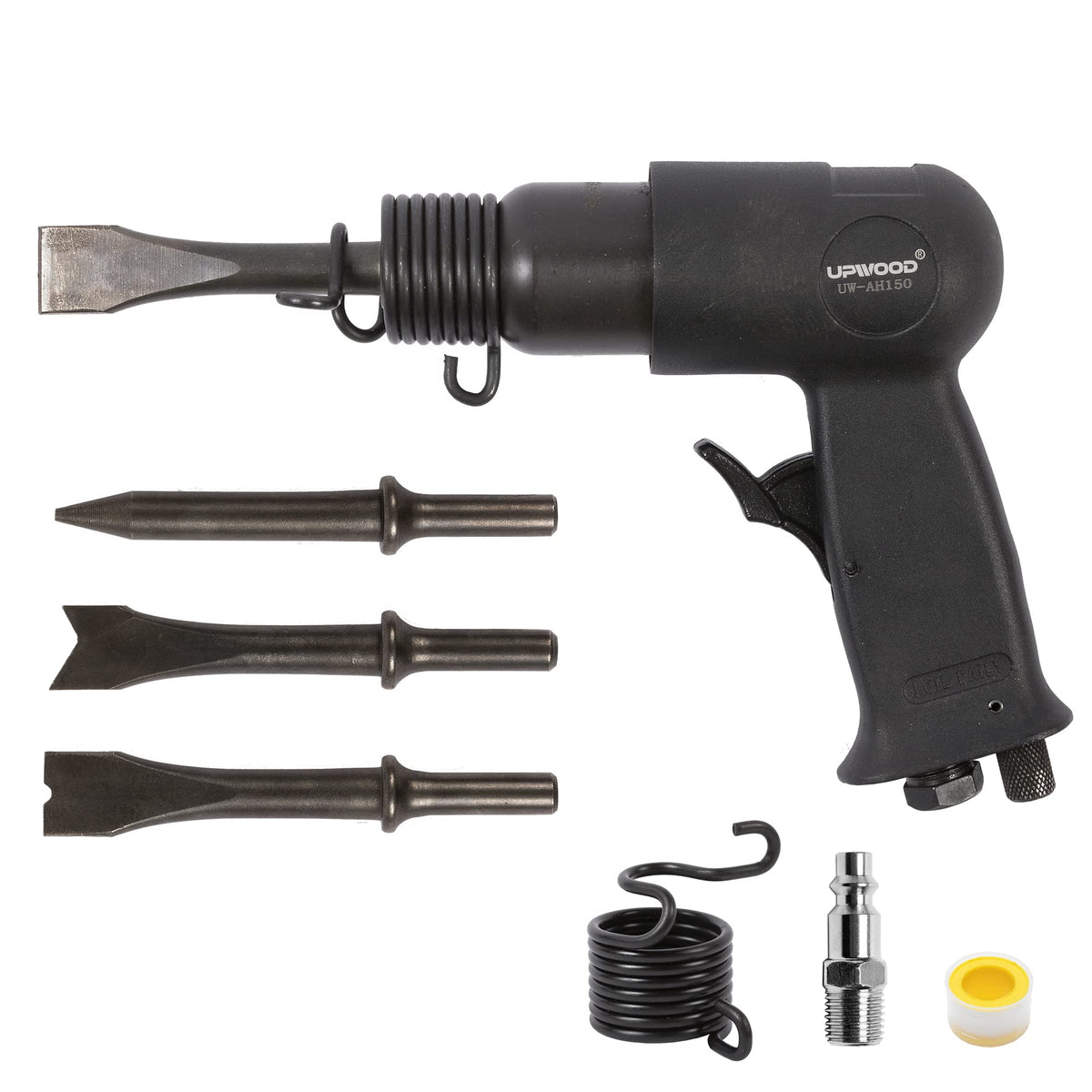 UPWOOD UW-AH150 front view highlighting its compact automotive-ready air hammer