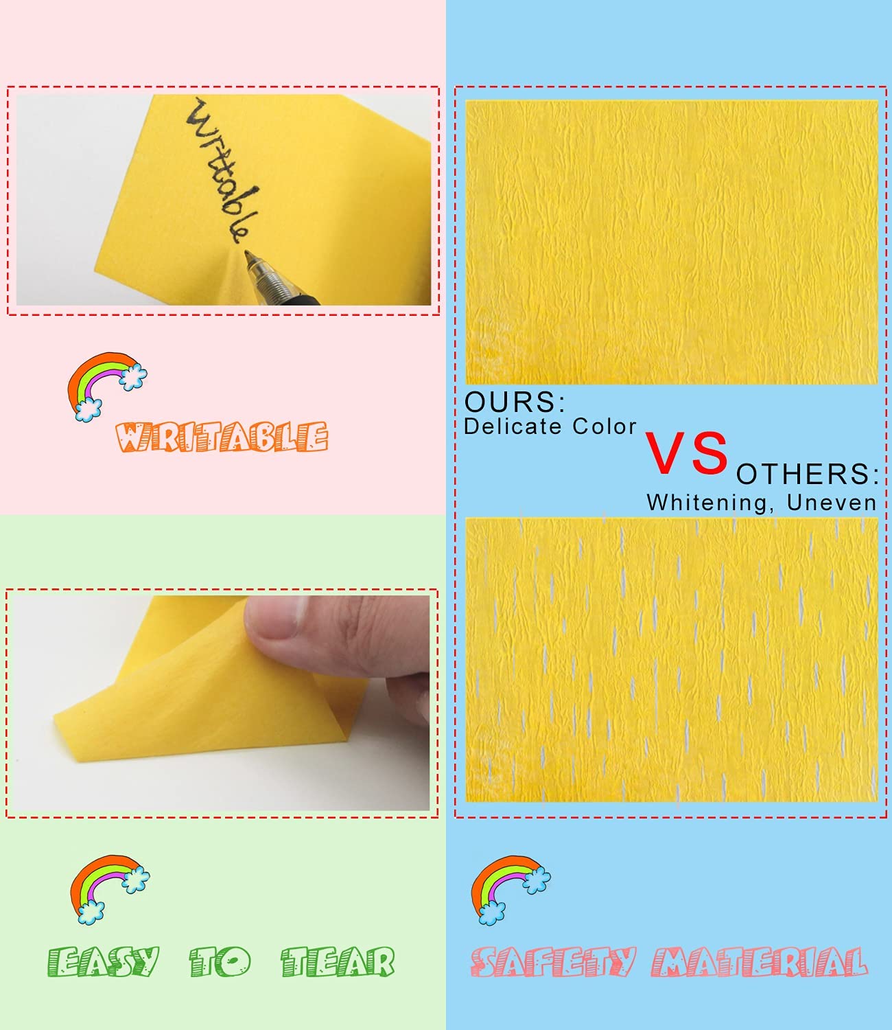 UQRUI rainbow masking tape red on whiteboard for bright accents.