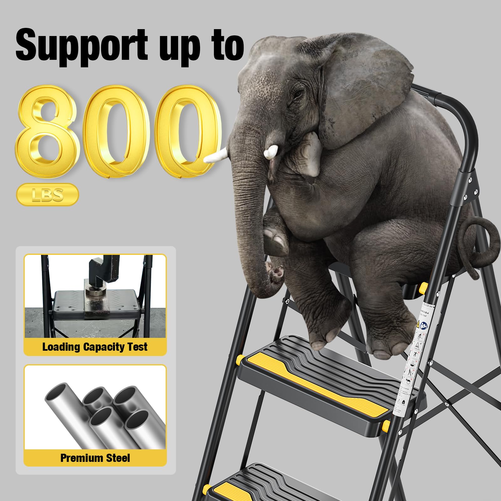 Urackify 4 step ladder in compact folding design saving space.