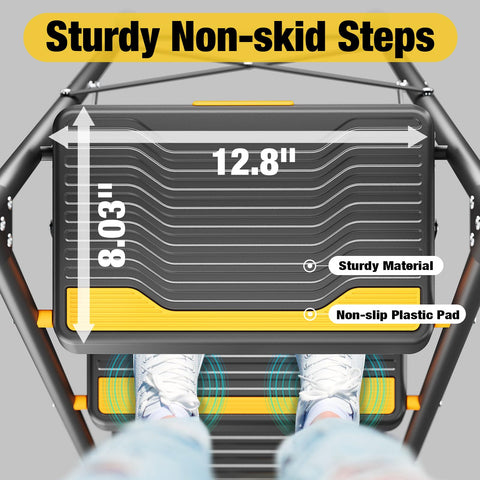 Urackify 4 step ladder with secure handrail for steady balance at height.