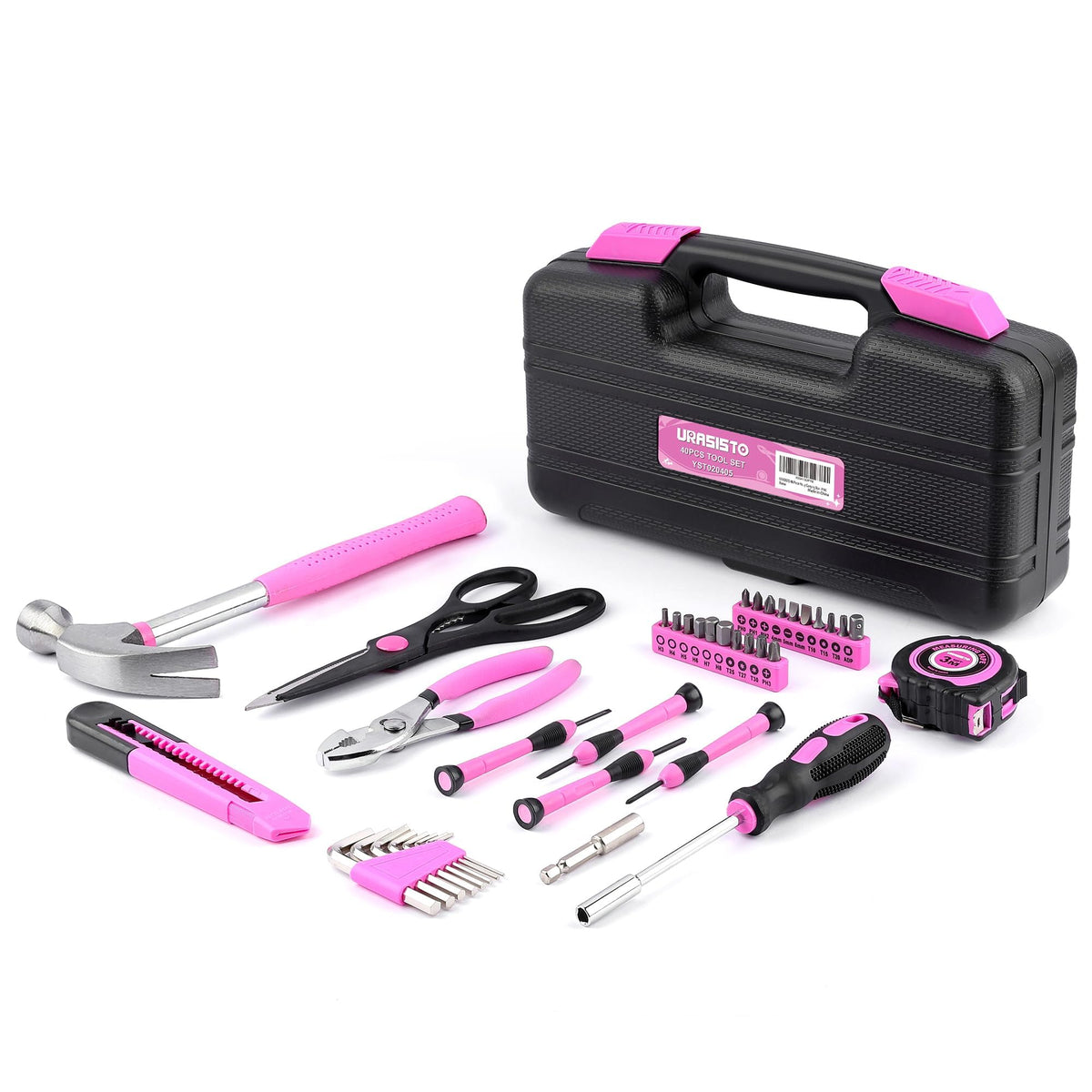 URASISTO 40 piece tool kit box shows an organized carrying case ideal for quick DIY tasks