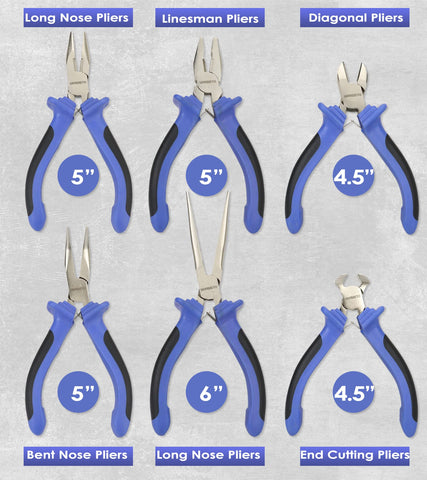 URASISTO 6pcs pliers set, diagonal-cut pliers, precision wire trimming.