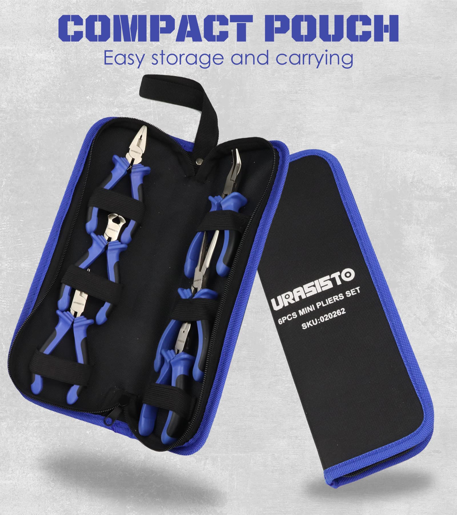 URASISTO 6pcs pliers set, end-cut pliers, clean wire and pin snips.