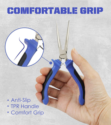 URASISTO 6pcs pliers set, long-nose pliers, extended reach for delicate tasks.