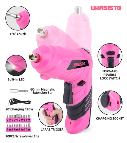 URASISTO pink bits support quick, precise screwdriving across projects